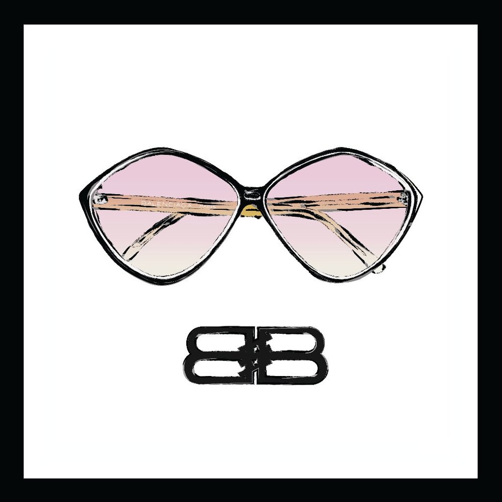 Millennial shades original fashion art. Fan art fashion print in custom frame